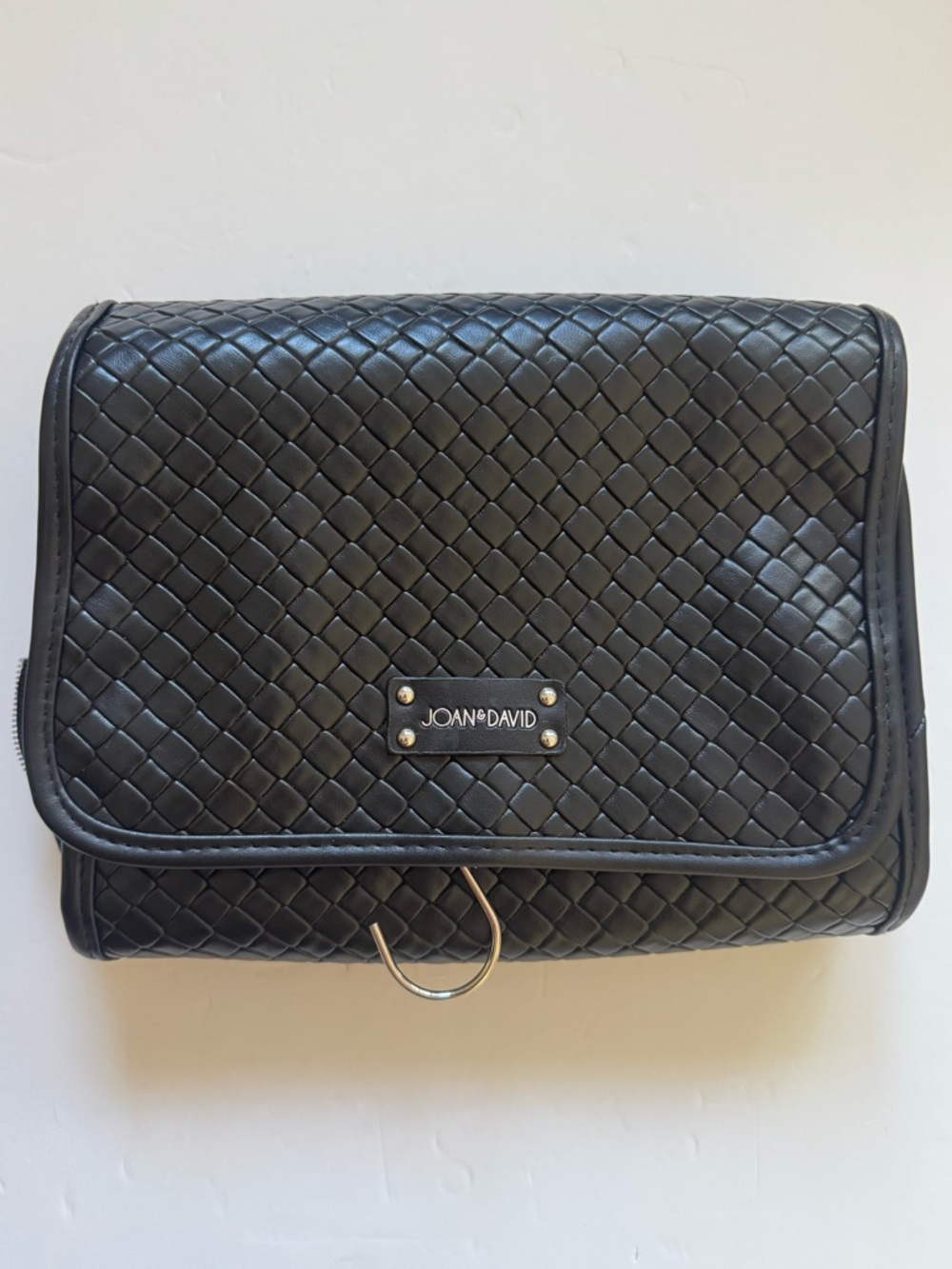 Joan & David Black Woven Cosmetic Bag – Travel Toiletry Organizer Case
